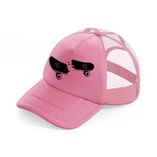 broken skateboard pink trucker hat