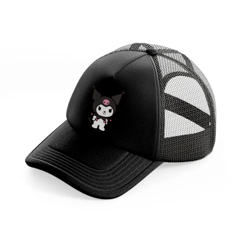 bat kitty smiling black trucker hat