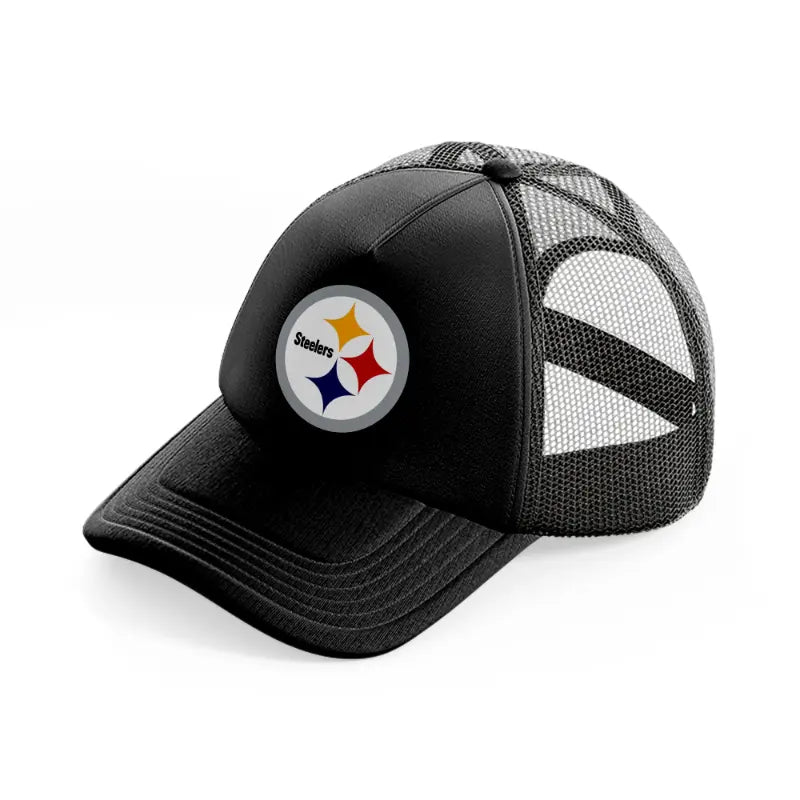 pittsburgh steelers badge black trucker hat