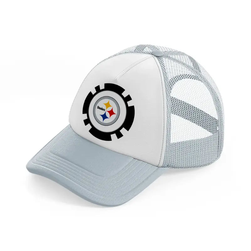 pittsburgh steelers emblem grey trucker hat