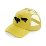 broken skateboard gold trucker hat