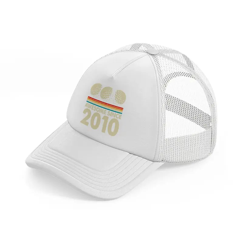 awesome since 2010 balls white trucker hat
