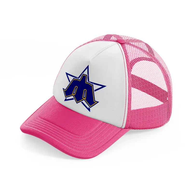 seattle mariners retro neon pink trucker hat