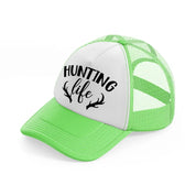 hunting life horns lime green trucker hat