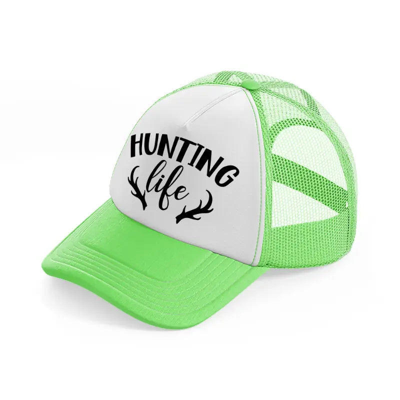 hunting life horns lime green trucker hat