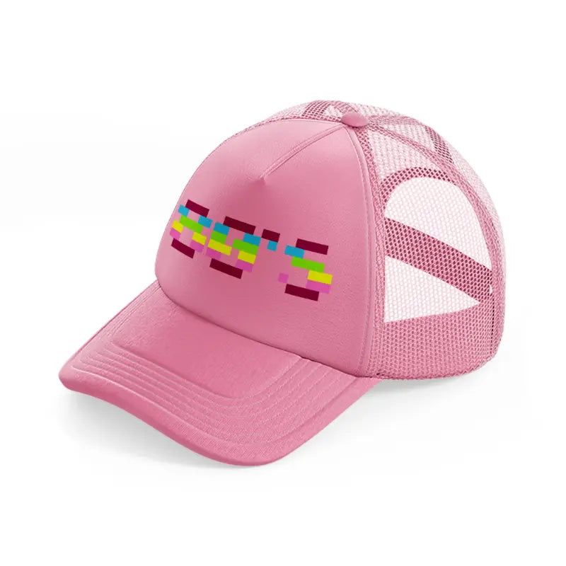 80s text pink trucker hat