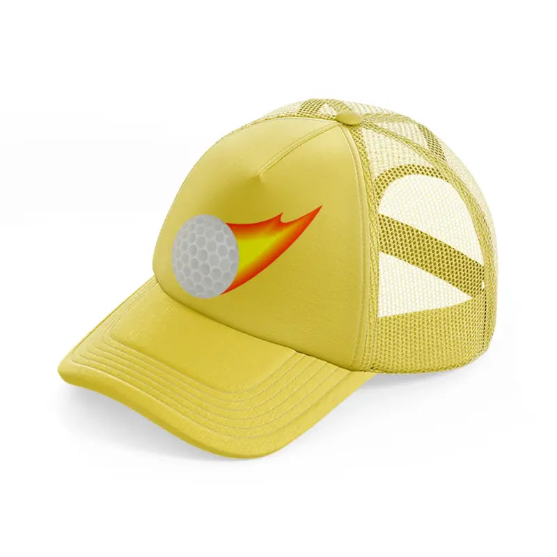 golf ball fire gold trucker hat