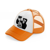 skull & hourglass orange trucker hat