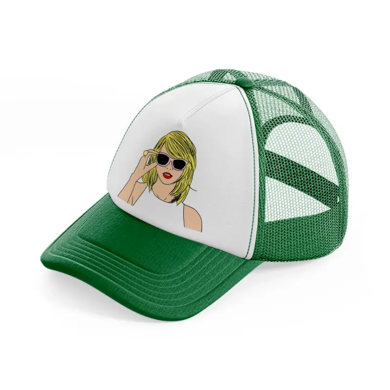 taylor swift animated green and white trucker hat