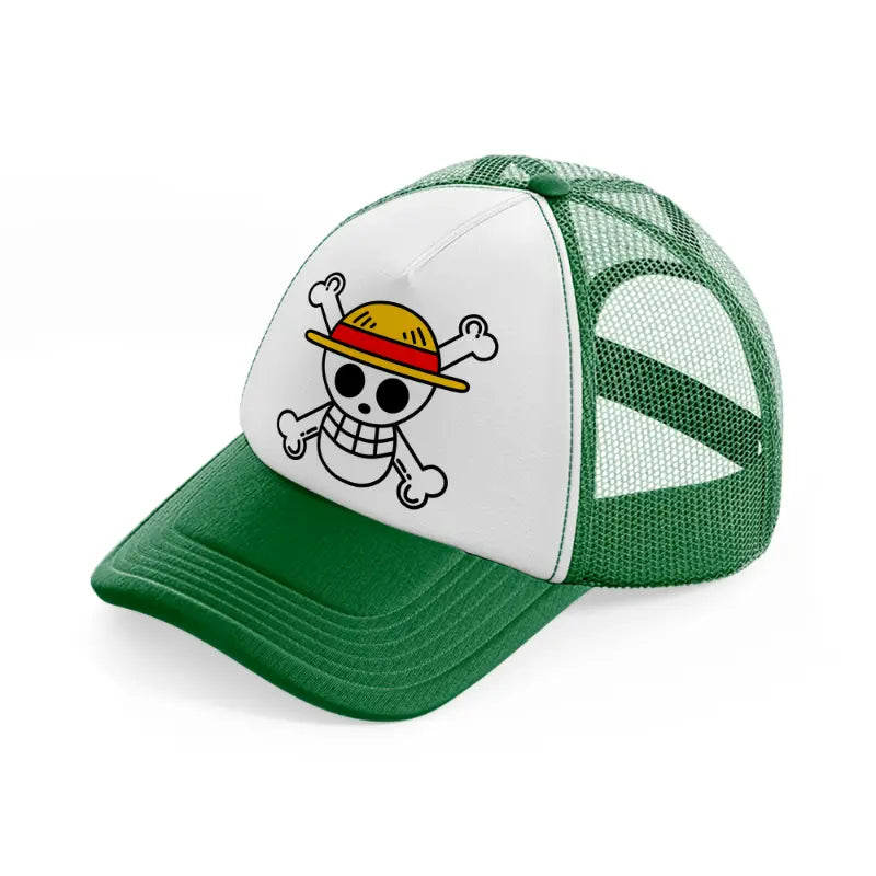 luffy logo green and white trucker hat