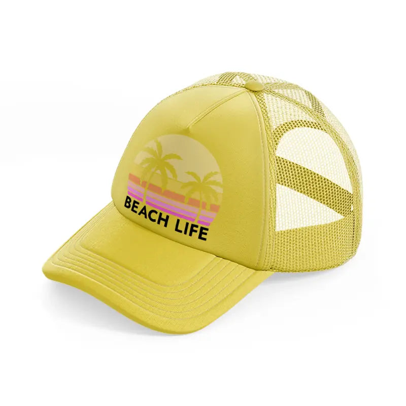 beach life retro sun gold trucker hat