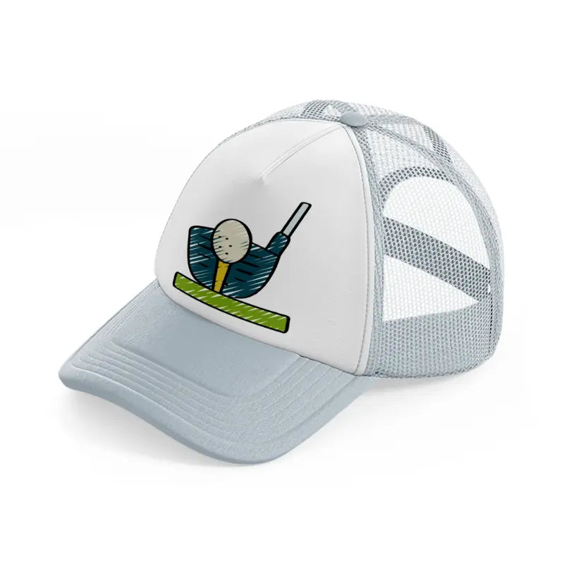 golf ball stick grey trucker hat