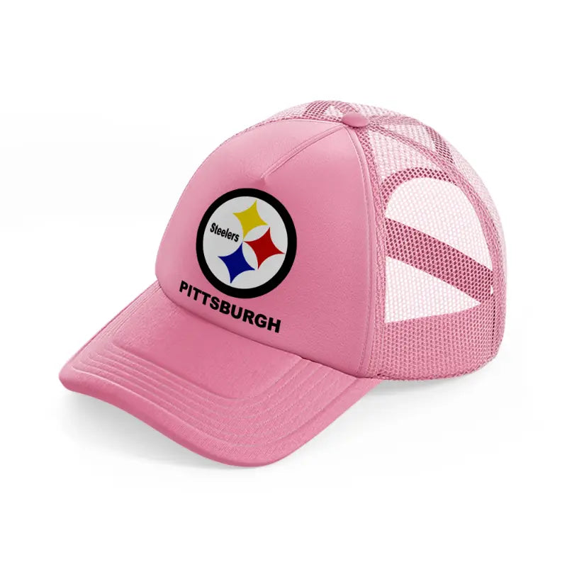 pittsburgh steelers black badge pink trucker hat