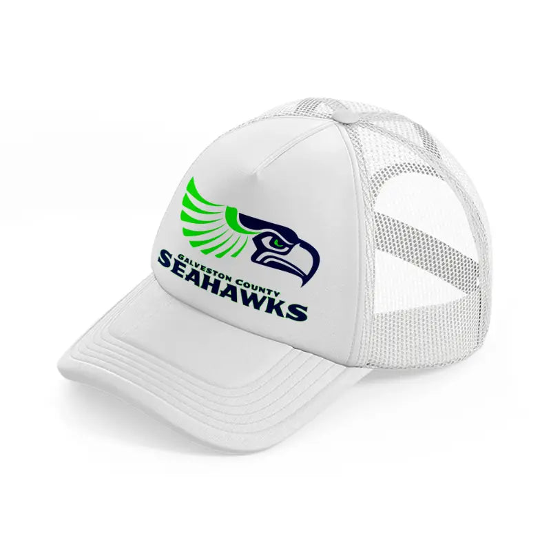 galveston county seahawks white trucker hat