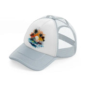 tropical waves grey trucker hat