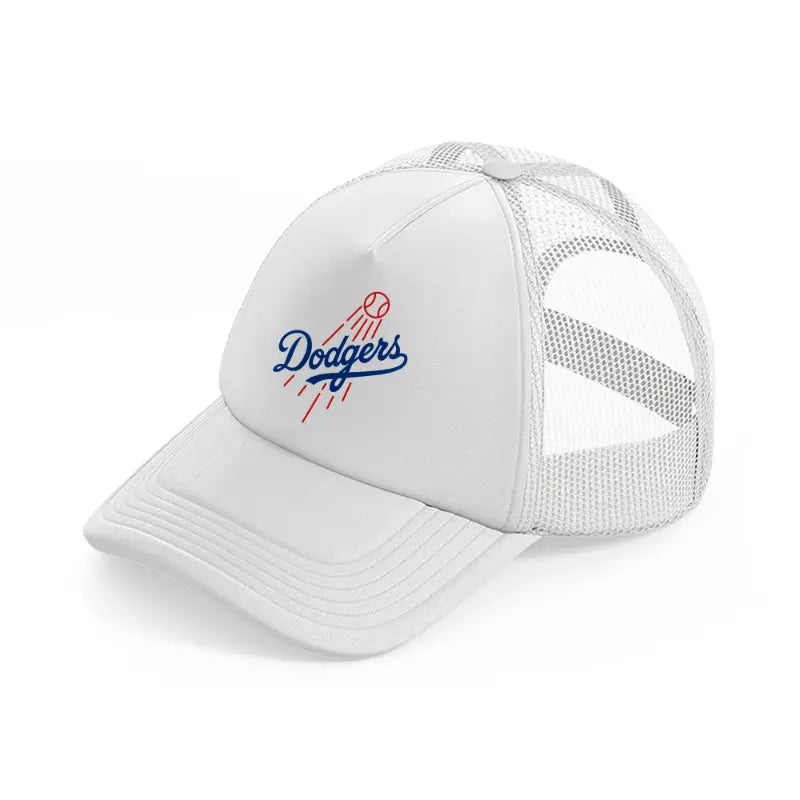 dodgers emblem white trucker hat