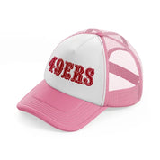 49ers old school red version pink and white trucker hat