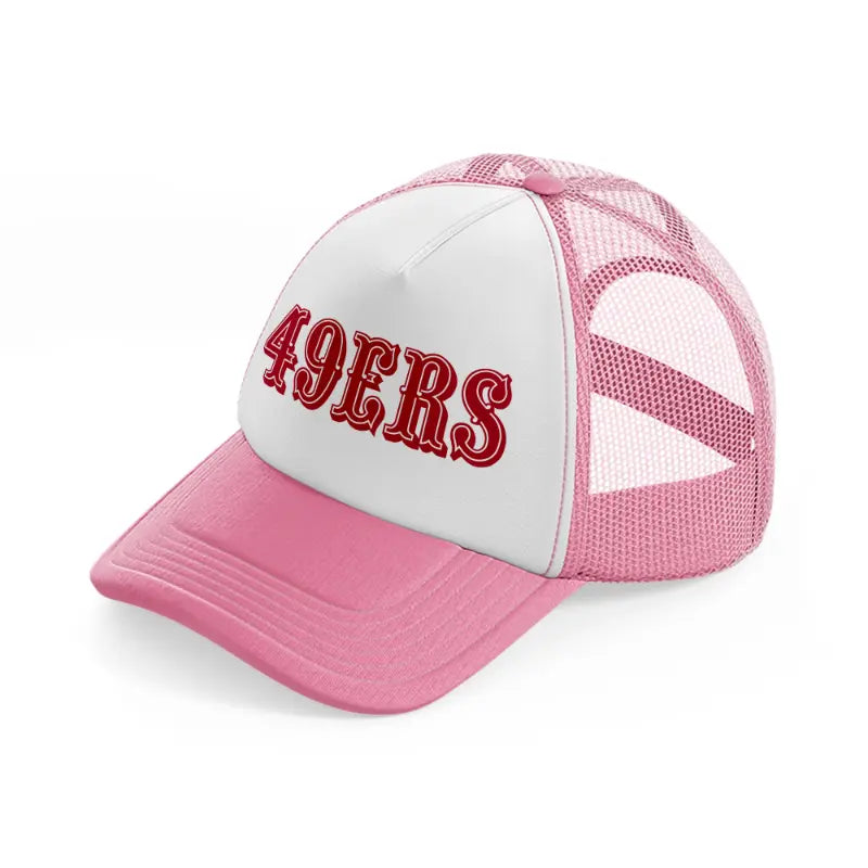 49ers old school red version pink and white trucker hat