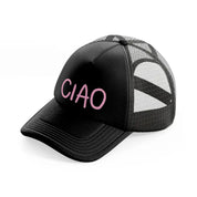 pink ciao black trucker hat