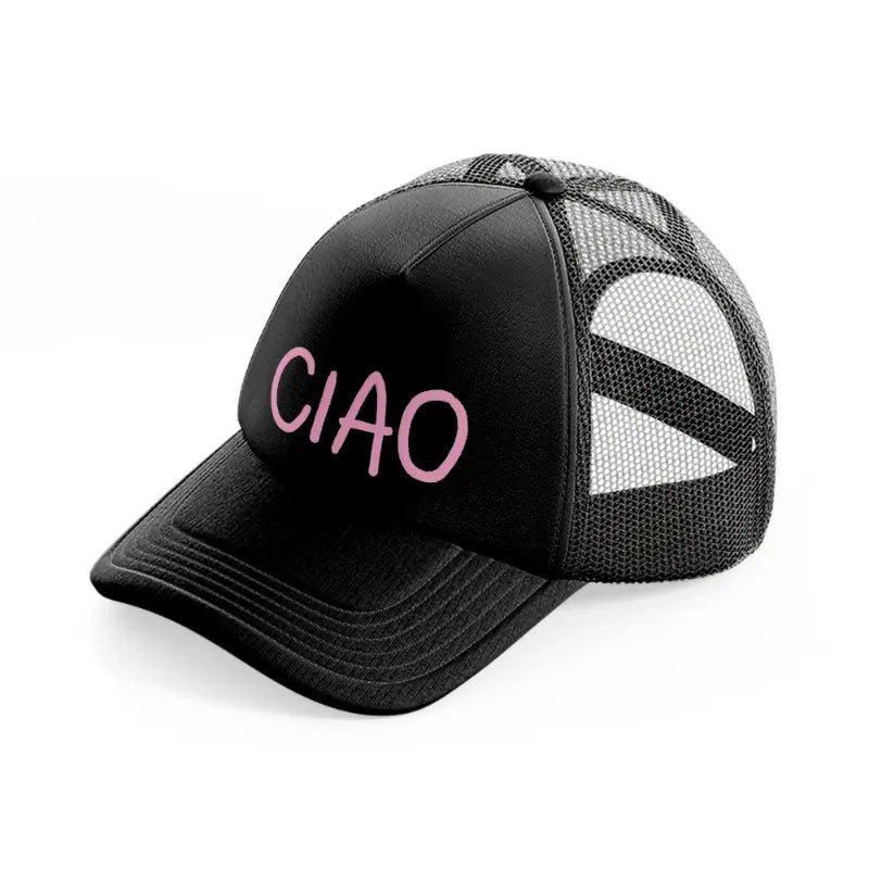pink ciao black trucker hat