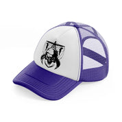 pirate hanging symbol purple trucker hat