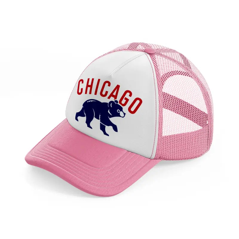 chicago cubs modern pink and white trucker hat