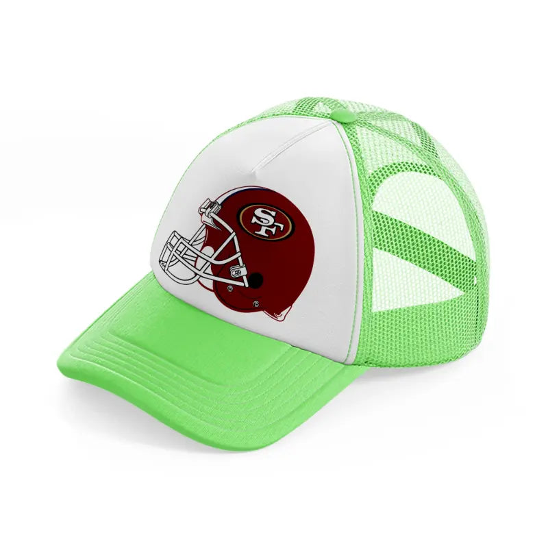 49ers red helmet lime green trucker hat