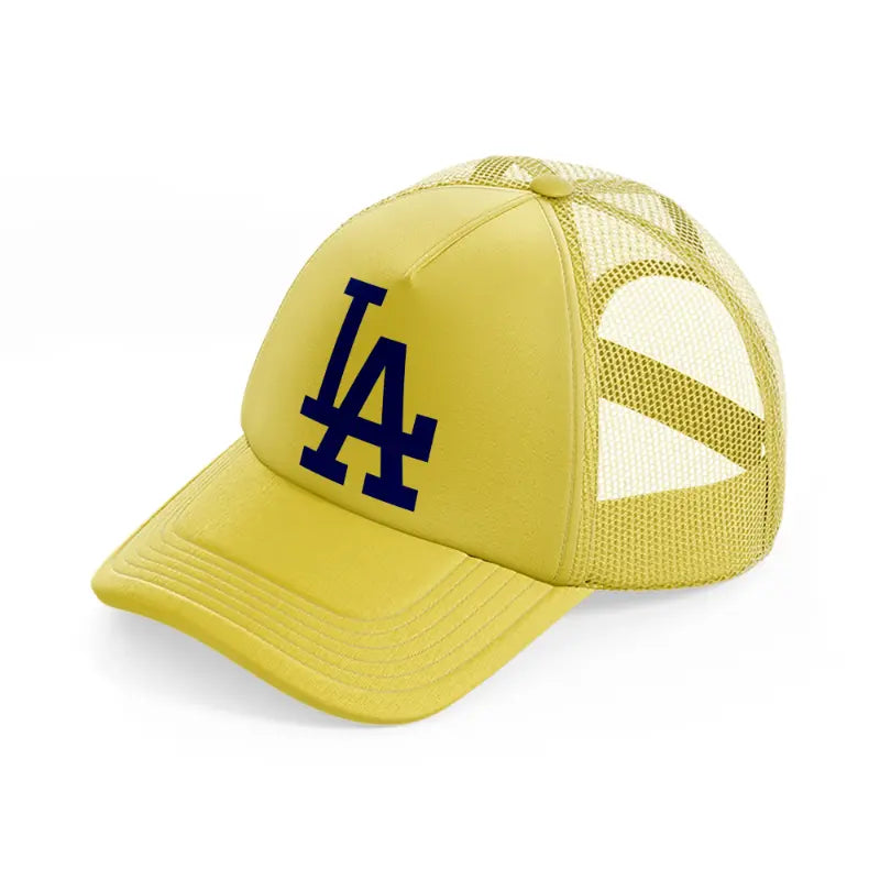 la emblem gold trucker hat
