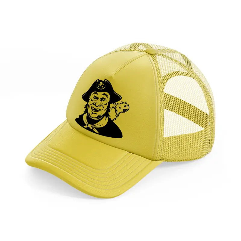 pirate crew bird gold trucker hat