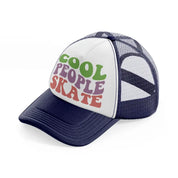 cool people skate navy blue and white trucker hat