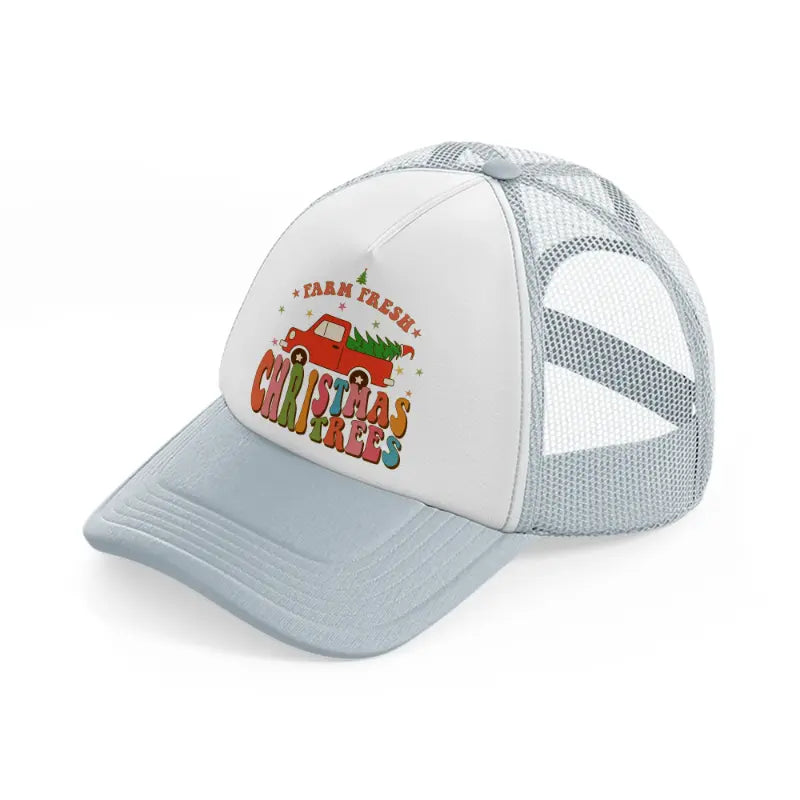 farm fresh christmas trees with truck-grey-trucker-hat