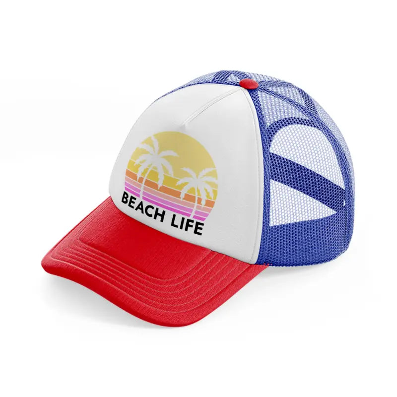 beach life retro sun multicolor trucker hat