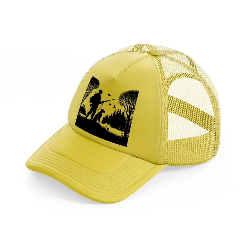 dog & hunter gold trucker hat
