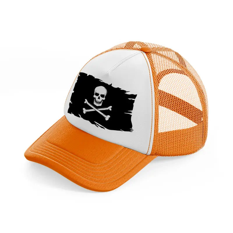 pirate flag orange trucker hat
