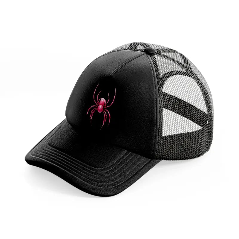 pink spider black trucker hat