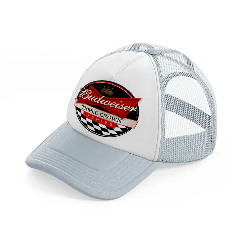 budweiser tripple crown series grey trucker hat