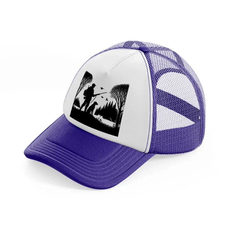 dog & hunter purple trucker hat