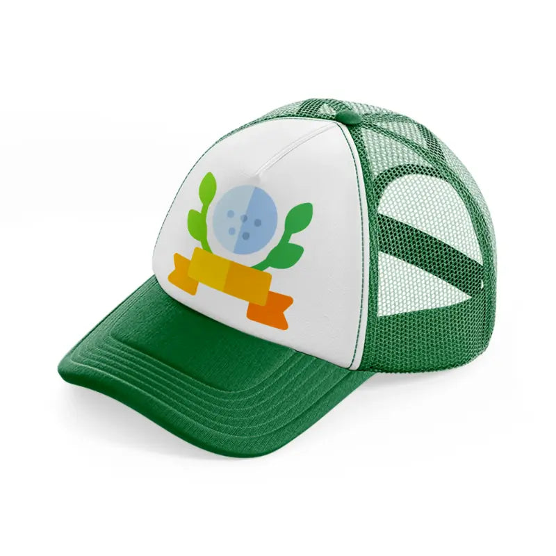 golf ball color green and white trucker hat
