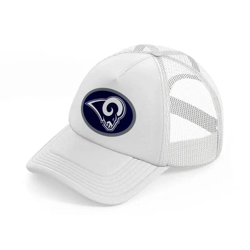 los angeles rams round badge white trucker hat