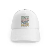 01 here comes white trucker hat