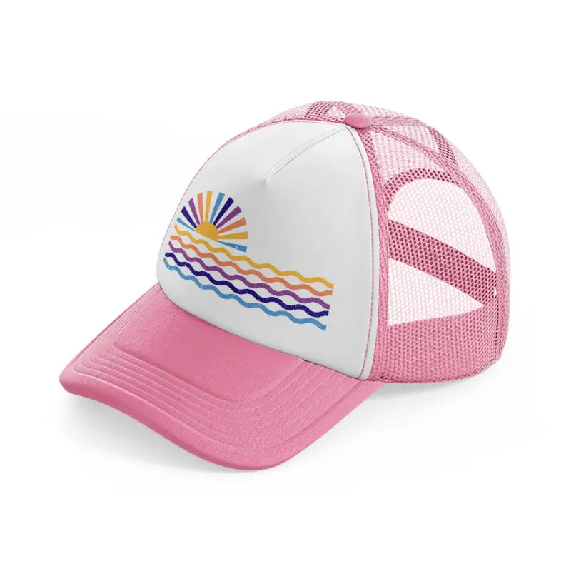 sunset pink and white trucker hat