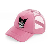 bat kitty angry pink trucker hat