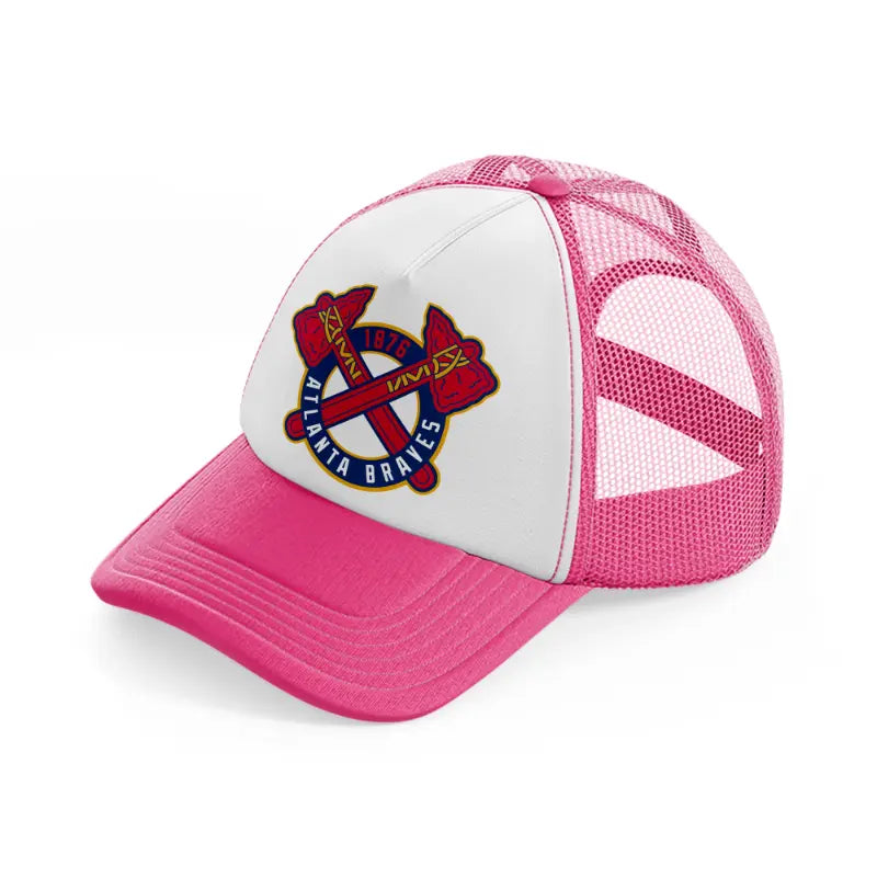 1876 atlanta braves neon pink trucker hat