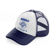 best believe i'm still bejeweled i can make the whole place shimmer navy blue and white trucker hat