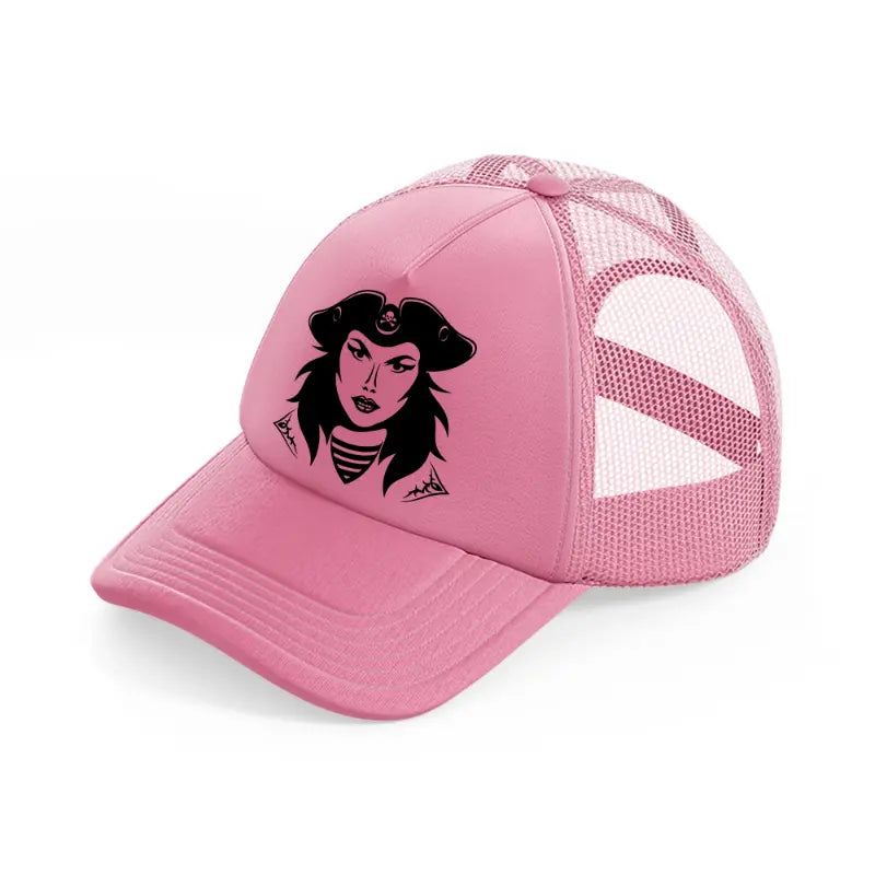 lady pirate pink trucker hat