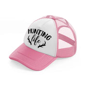hunting life horns pink and white trucker hat