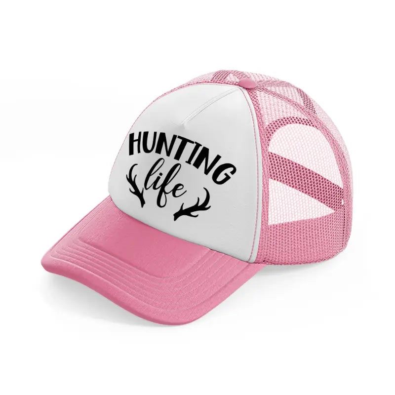 hunting life horns pink and white trucker hat