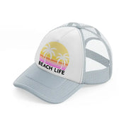 beach life retro sun grey trucker hat