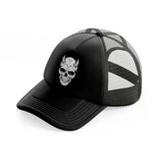 skull demon horn black trucker hat