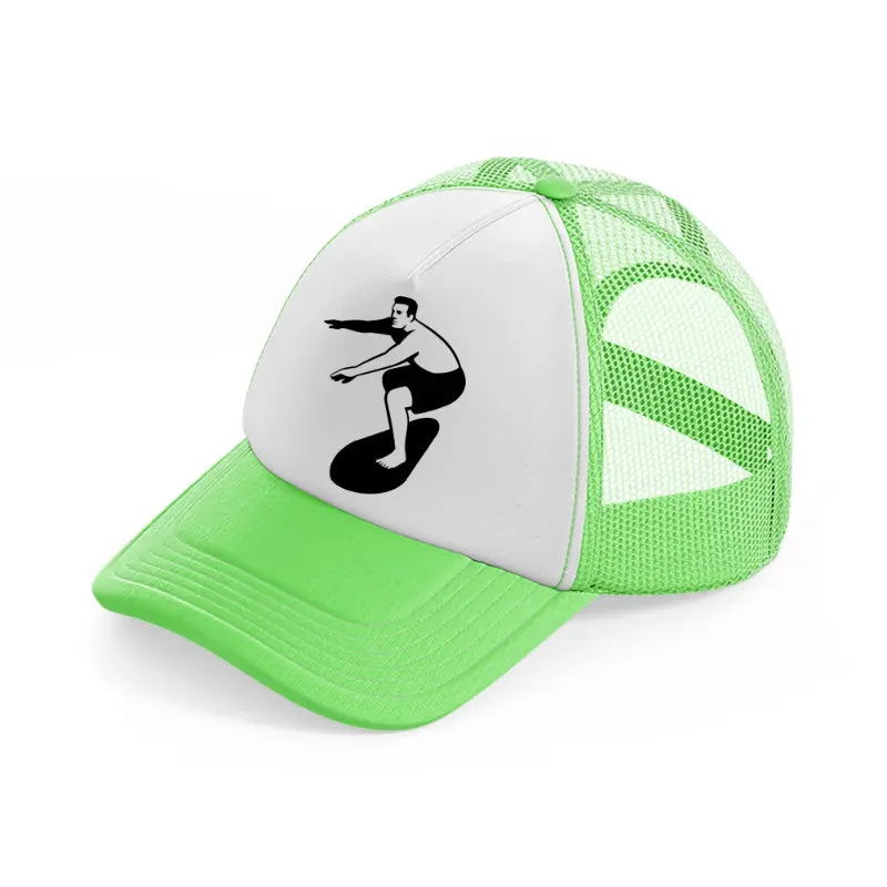 surfing surfer lime green trucker hat